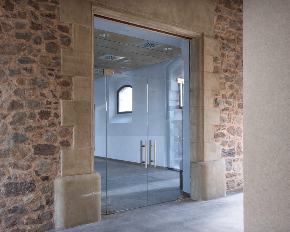 Foto d'un projecte de portes de vidre per a particulars (tancaments d'alumini)